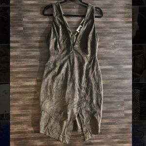 LUSH suede dress with asymmetrical skirt